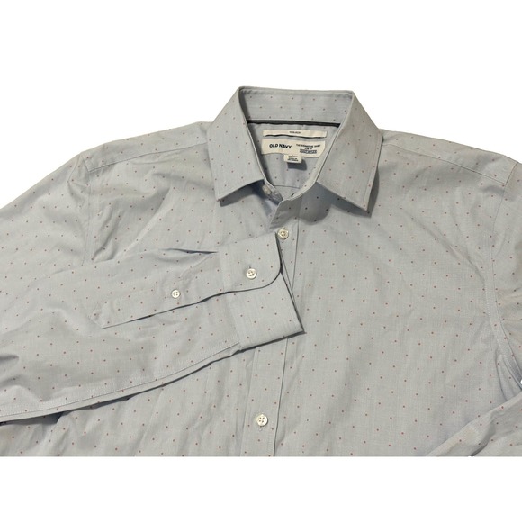 NWT Old Navy The Signature Shirt Slim Fit Purple Red Polka Dots Shirt Size L MS1 - Picture 7 of 15